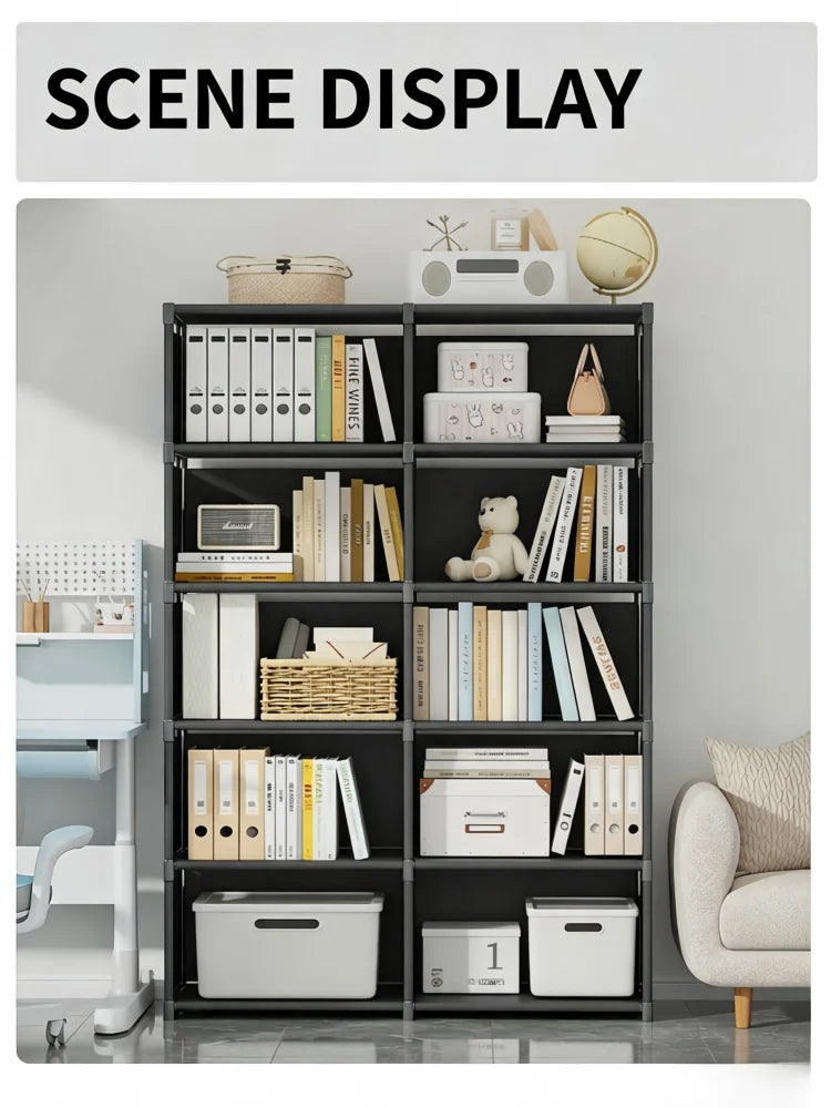 Multilayer Bookshelf Easy Assembly Bookcase Living Room Bedroom Study Storage Shelf for Books Toys Sundries
