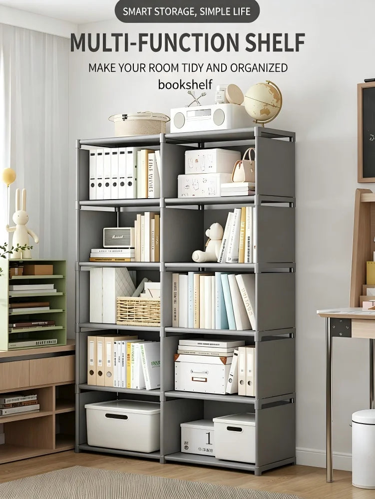 Multilayer Bookshelf Easy Assembly Bookcase Living Room Bedroom Study Storage Shelf for Books Toys Sundries