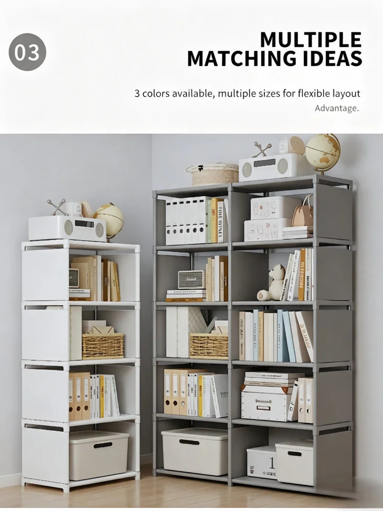 Multilayer Bookshelf Easy Assembly Bookcase Living Room Bedroom Study Storage Shelf for Books Toys Sundries