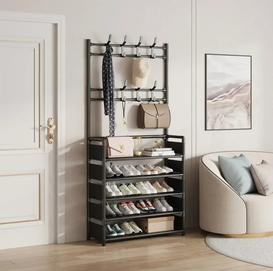 Multi-layer Door-mounted Shoe Hat Rack - Simple Assembly Household Integrated Multi-functional Storage Cabinet for Home Use